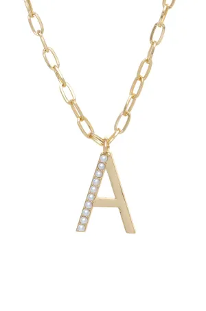 Pearl Initial 18k Gold Plated Necklace