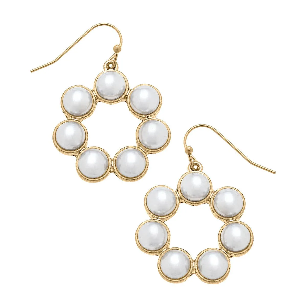 Penelope Pearl Earrings in Ivory & Worn Gold