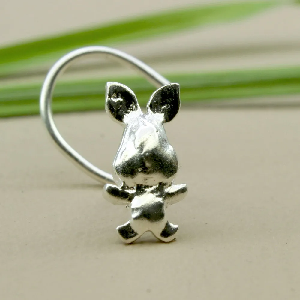 Rabbit Shape Sterling Silver Nose pin for Girls and women in Twisted style