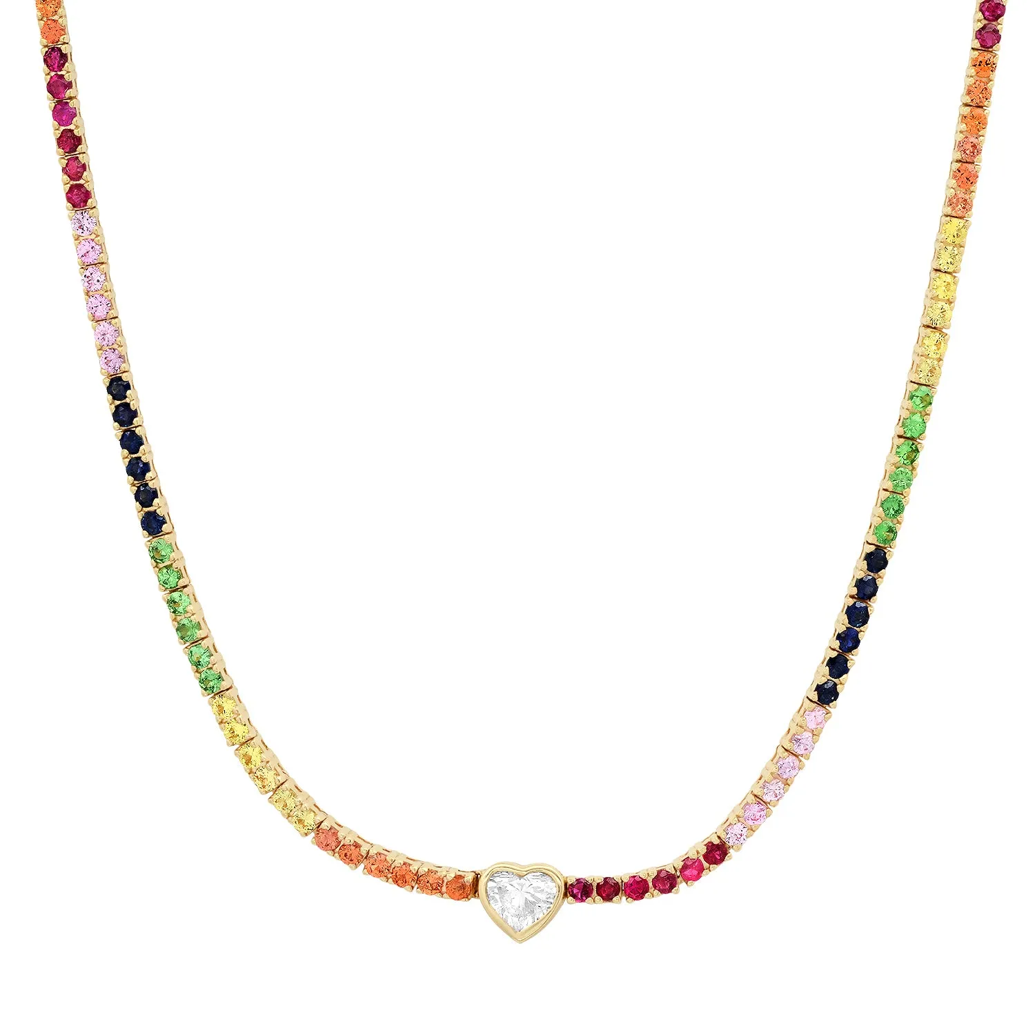 Rainbow Gemstone Tennis Necklace Choker