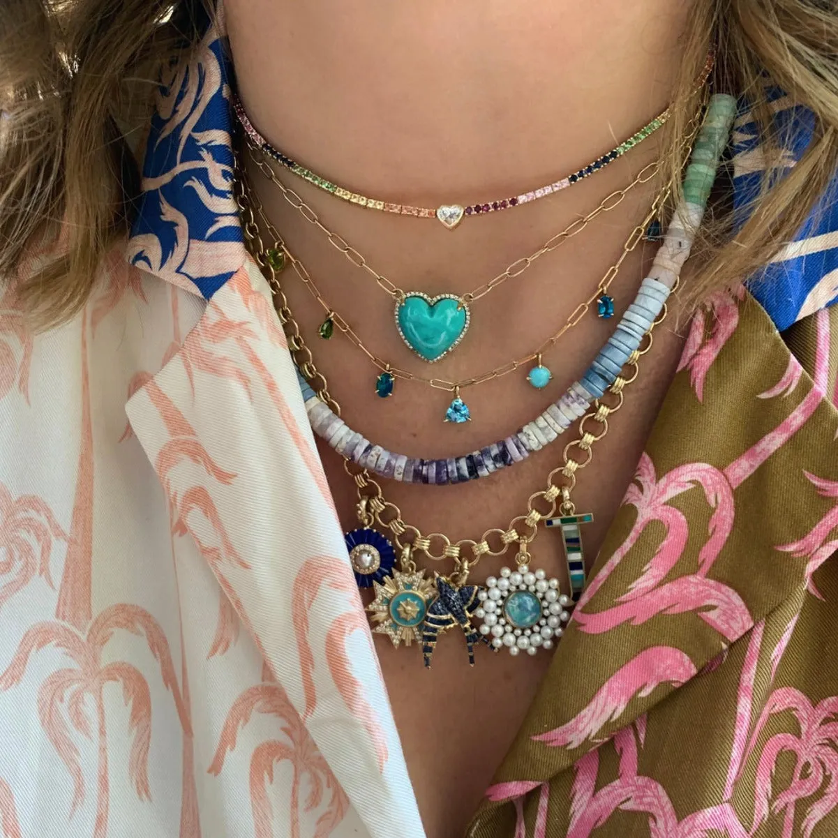 Rainbow Gemstone Tennis Necklace Choker