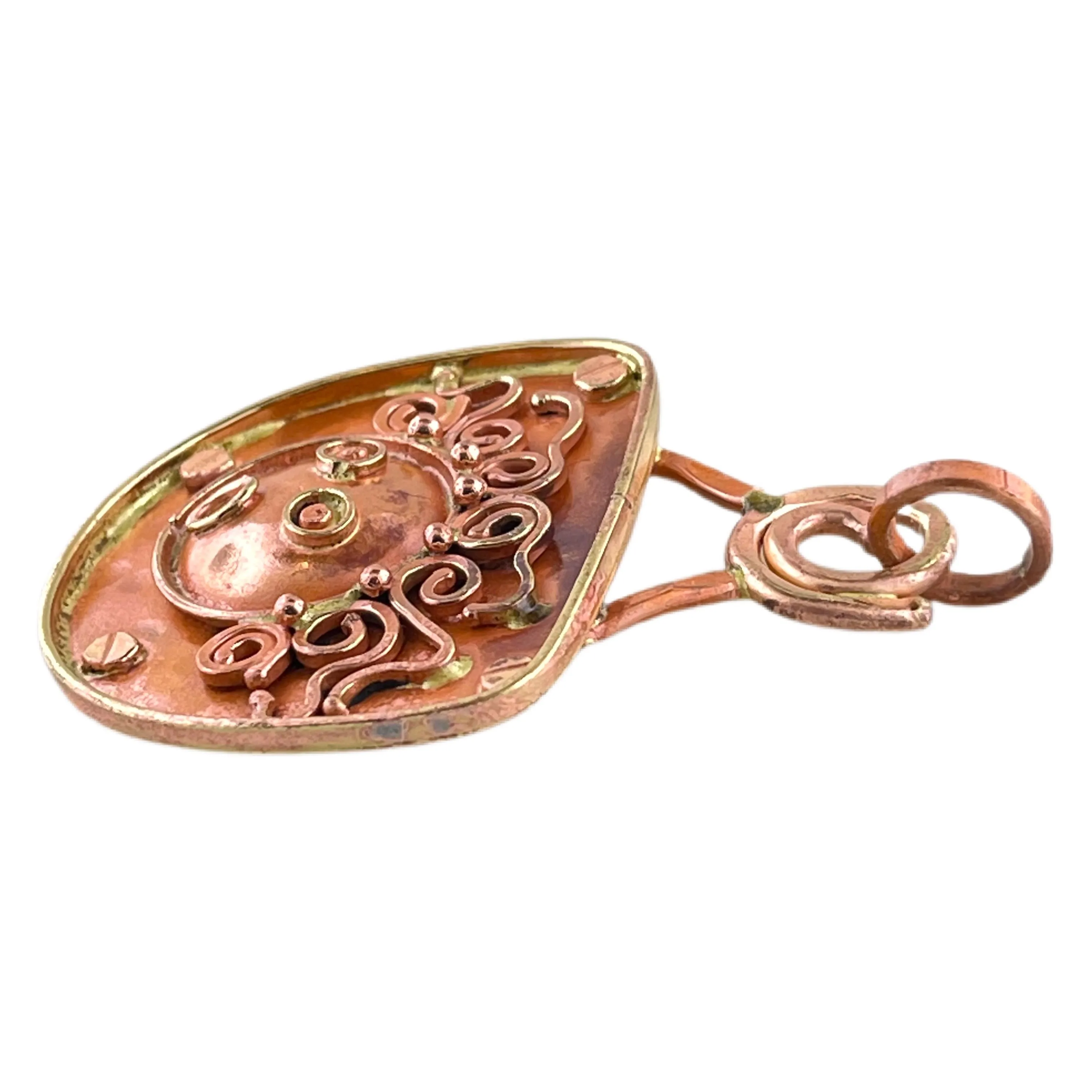 Reversible Copper "Crazy Haired Lady", Reverse Side: "BE CREATIVE" Pendant