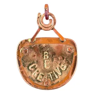 Reversible Copper "Crazy Haired Lady", Reverse Side: "BE CREATIVE" Pendant