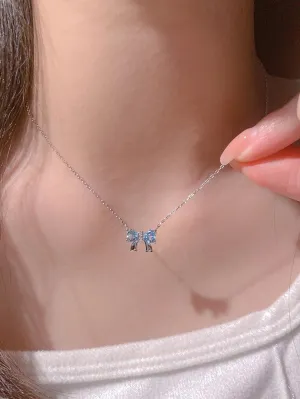 Rhinestone Bow Charm Necklace Dainty Necklace Elegant Jewelry Creative Necklace