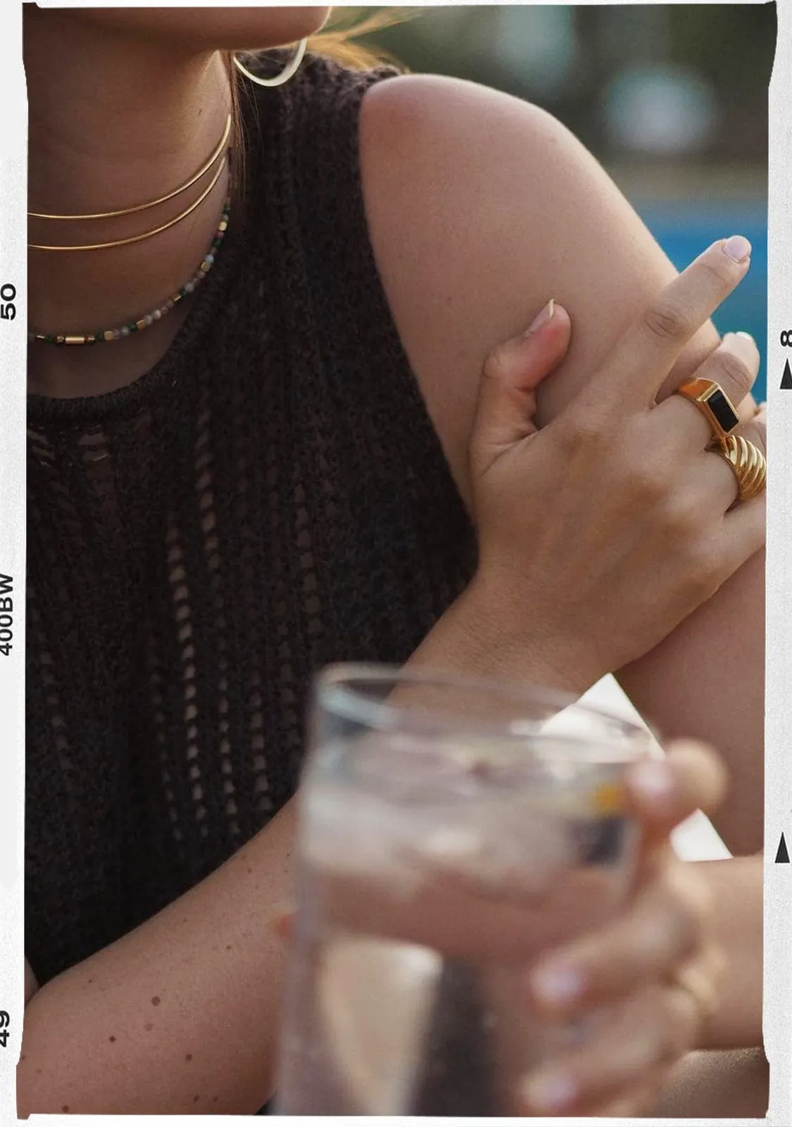 Ring Rectangle Nero Gold