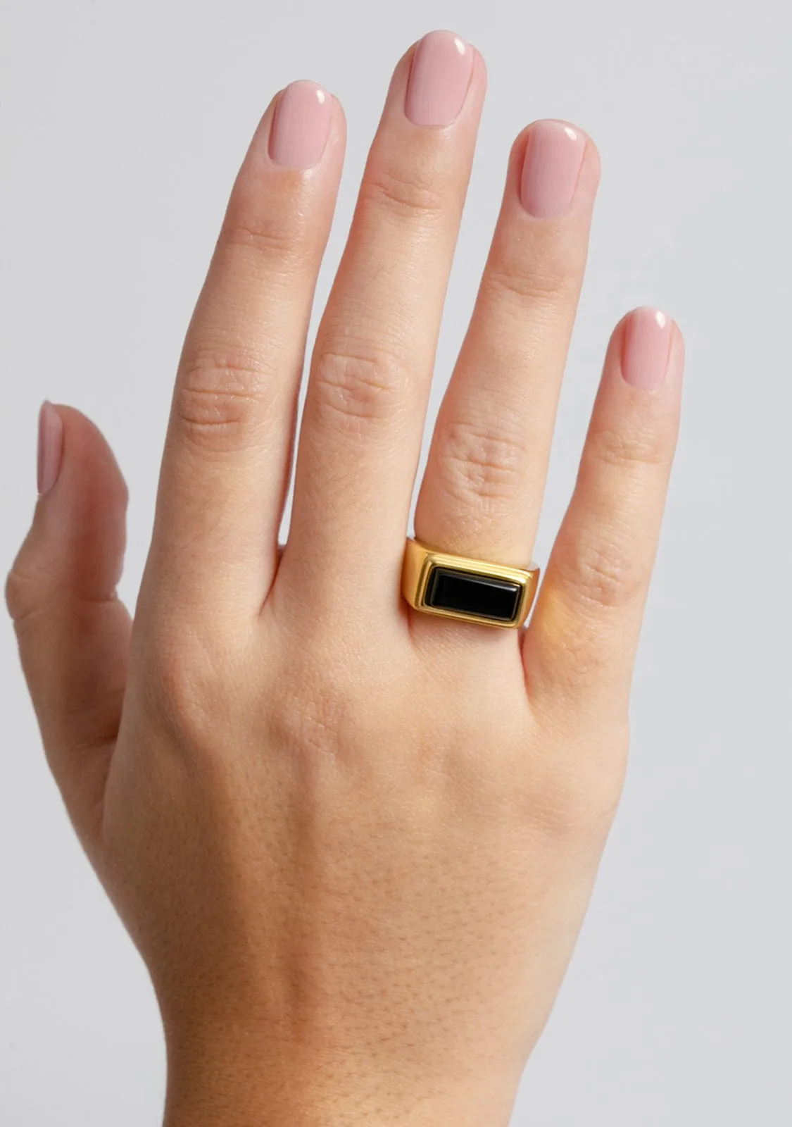 Ring Rectangle Nero Gold