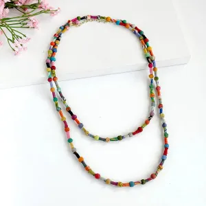 Scrolled & Dotted Kantha Necklace