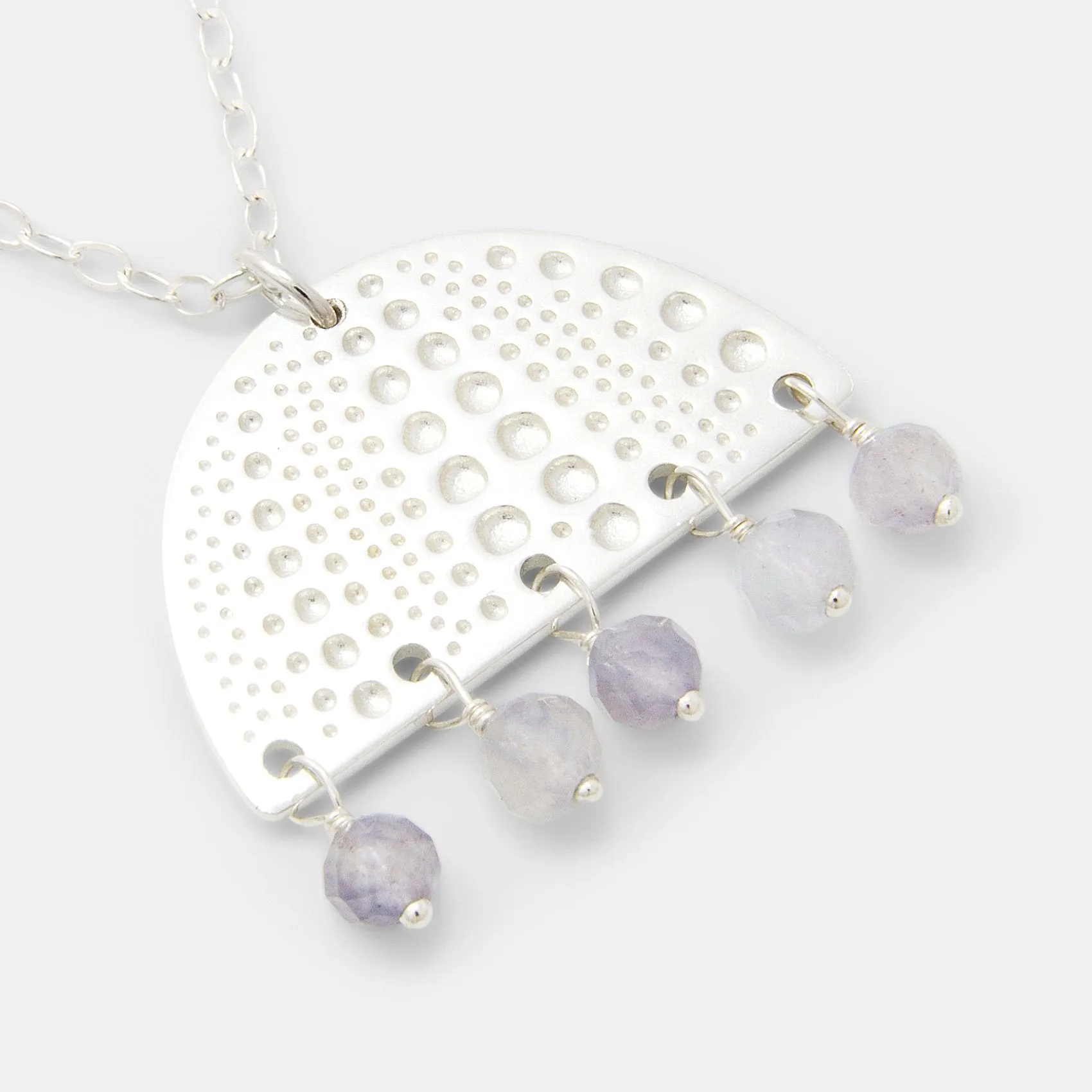Sea Urchin & Iolite Silver Pendant Necklace
