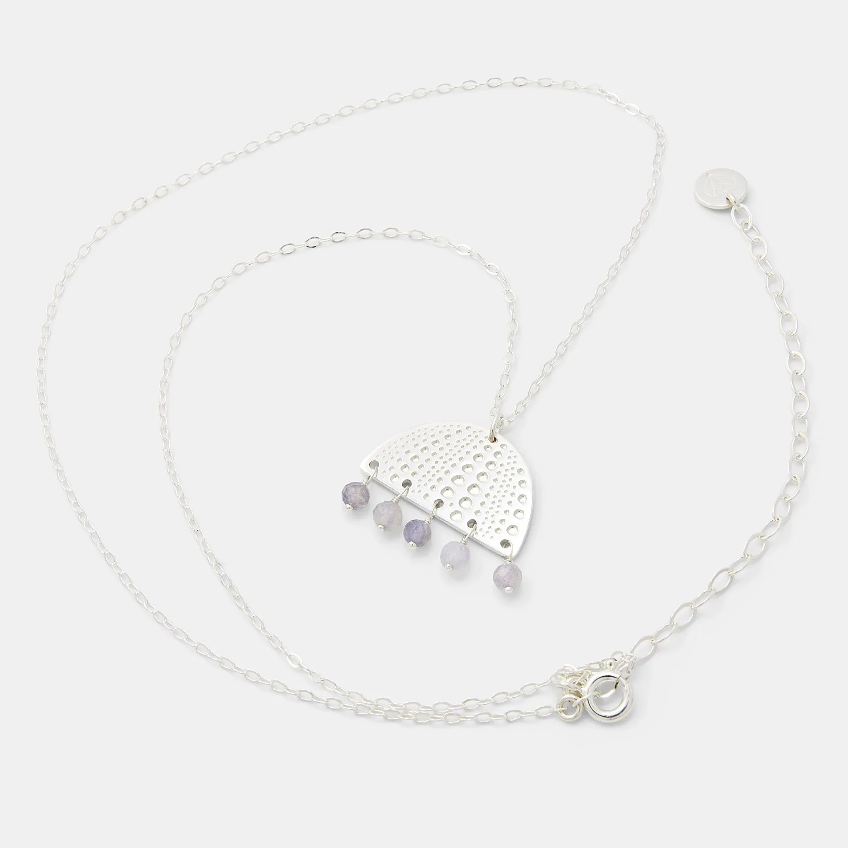 Sea Urchin & Iolite Silver Pendant Necklace