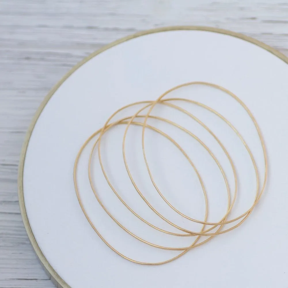 Set of 5 Oval Whisper Bangles - Gold Plate