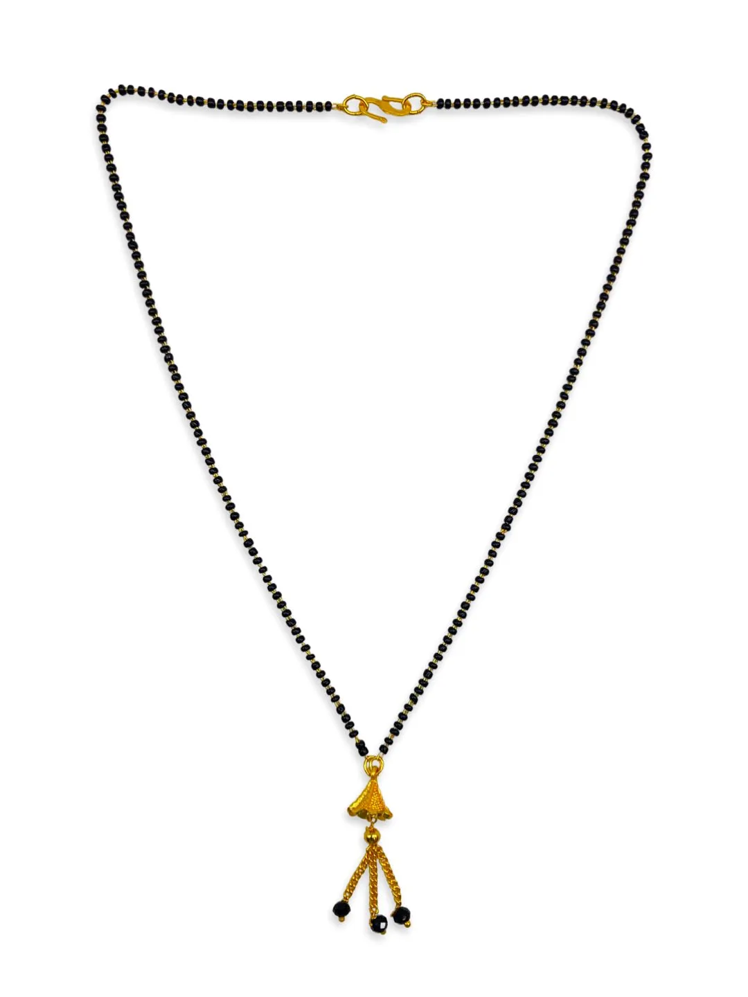 Short Mangalsutra Designs Flower designs Latkan Pendant simple gold mangalsutra black beads chain
