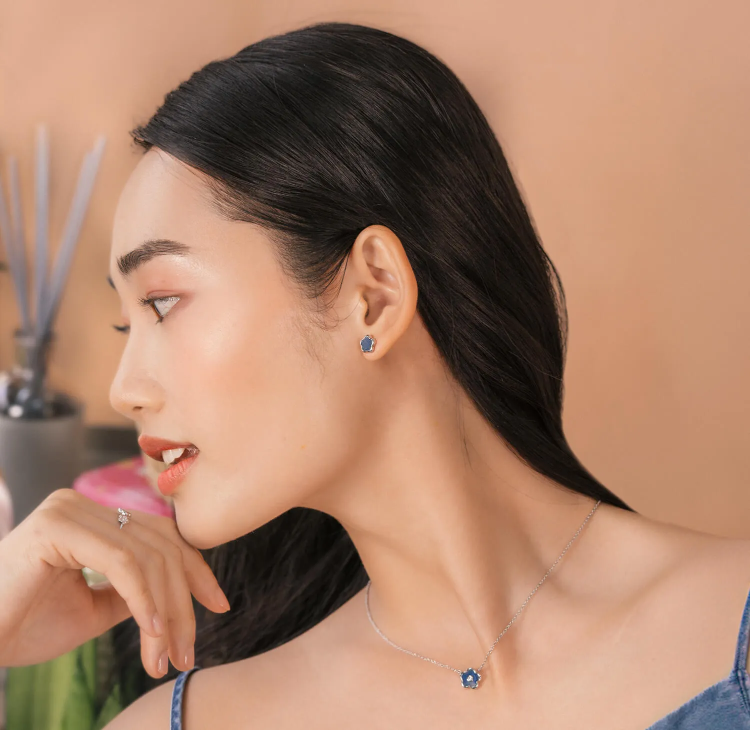 Silver Cerise Studs