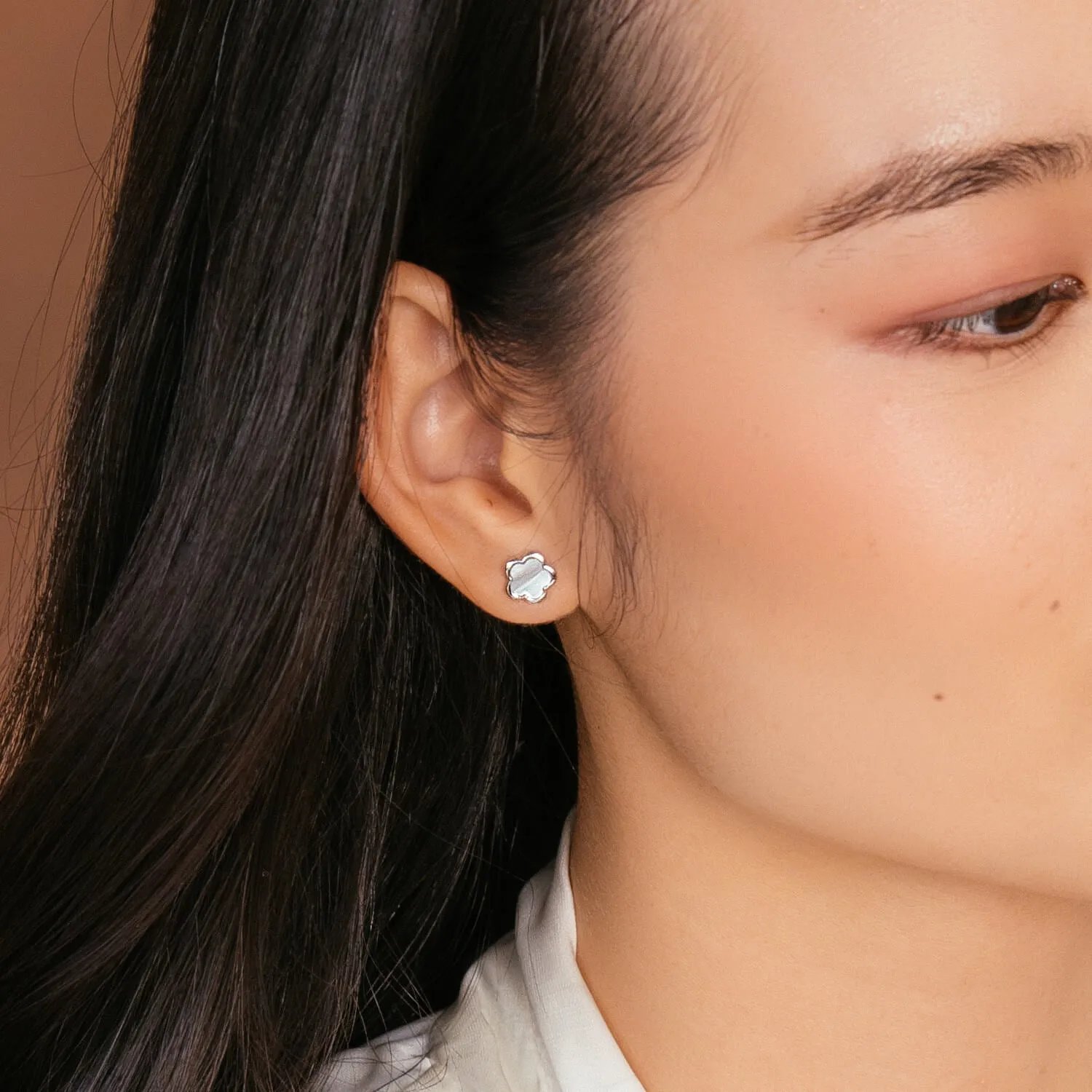 Silver Cerise Studs