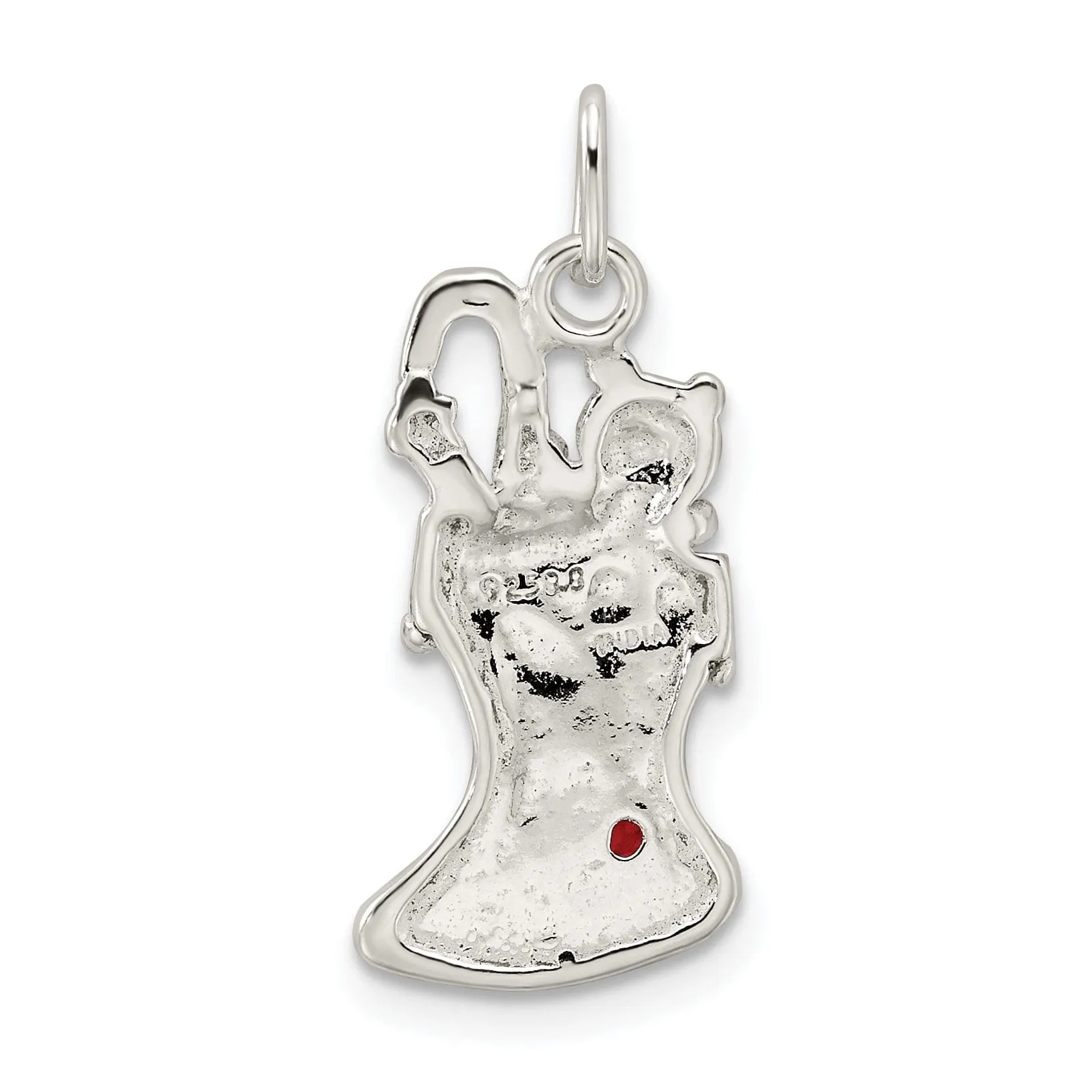 Silver Polish Enamel Christmas Stocking Pendant