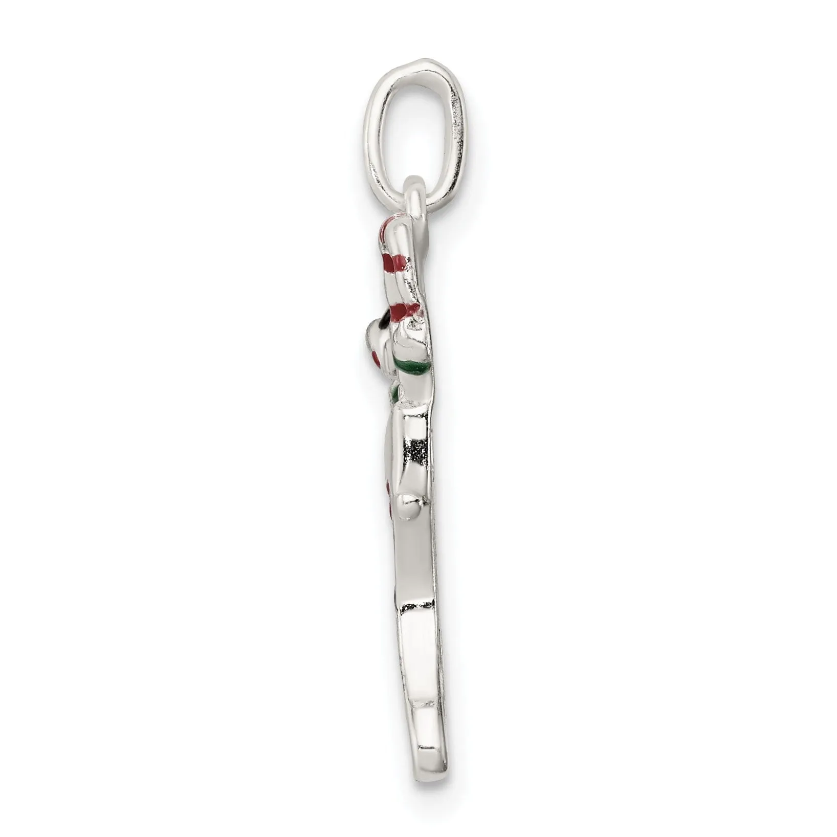 Silver Polish Enamel Christmas Stocking Pendant
