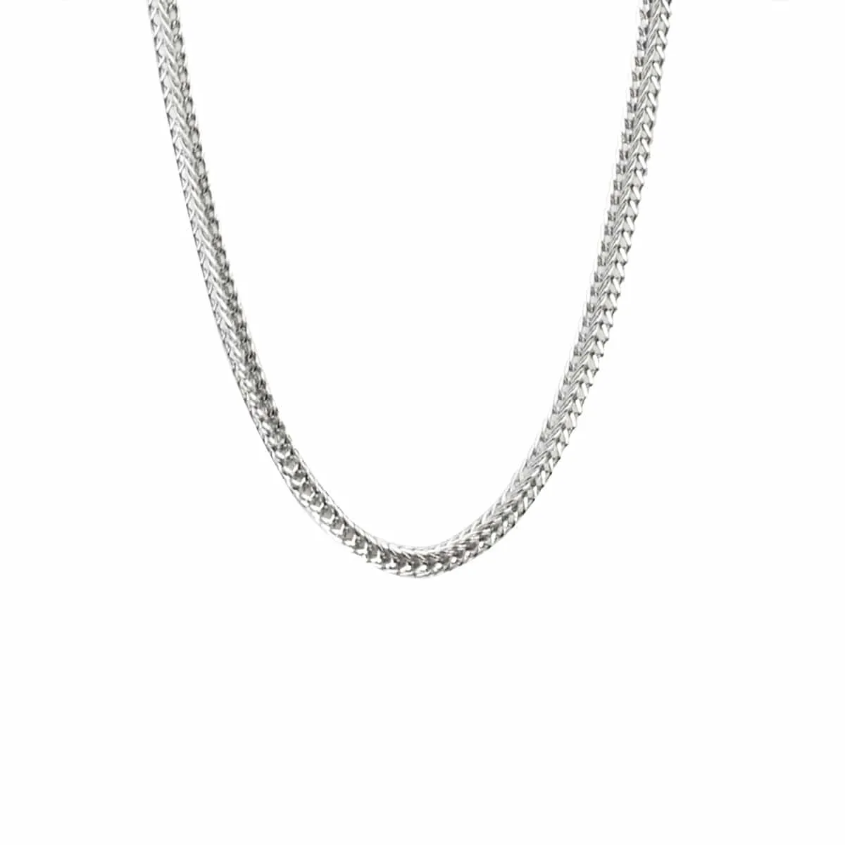 Silver Tone Stainless Steel Polished 1mm Square Wheat Chain