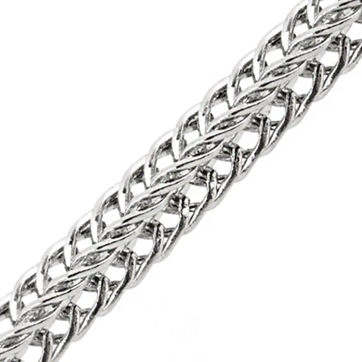 Silver Tone Stainless Steel Polished 1mm Square Wheat Chain