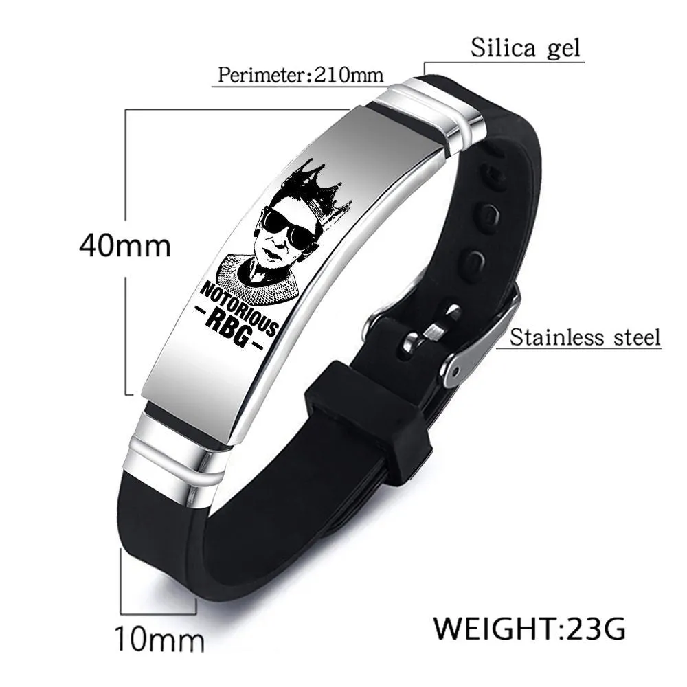 Simple Lettering Stainless Steel Silicone Bracelet