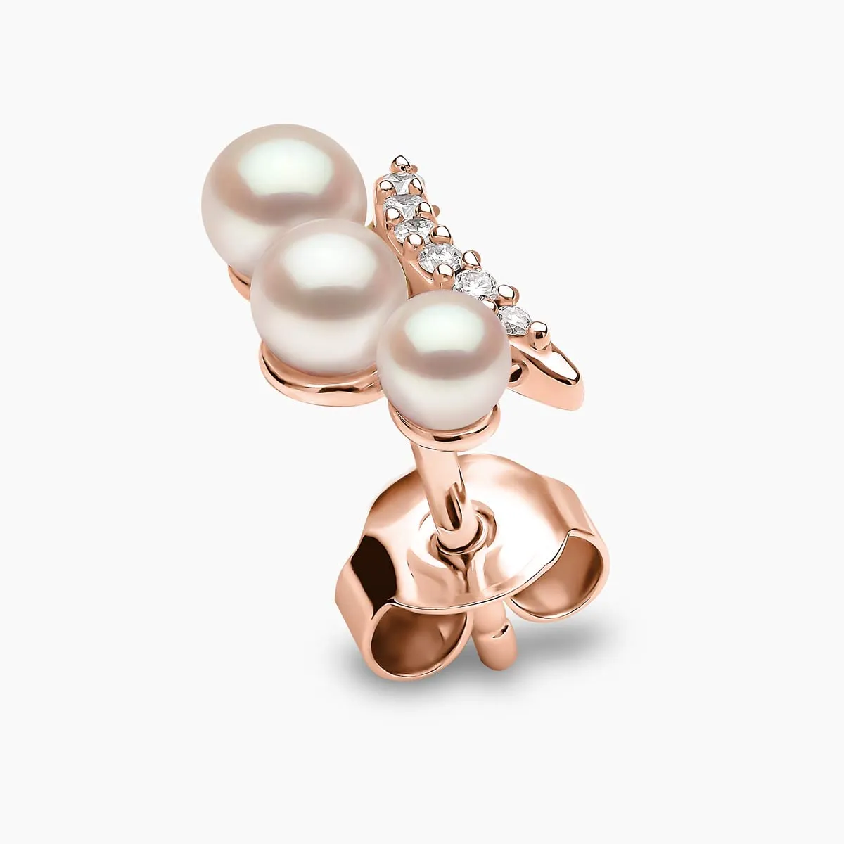 Sleek 18K Gold Pearl and Diamond Mini Stud Earrings