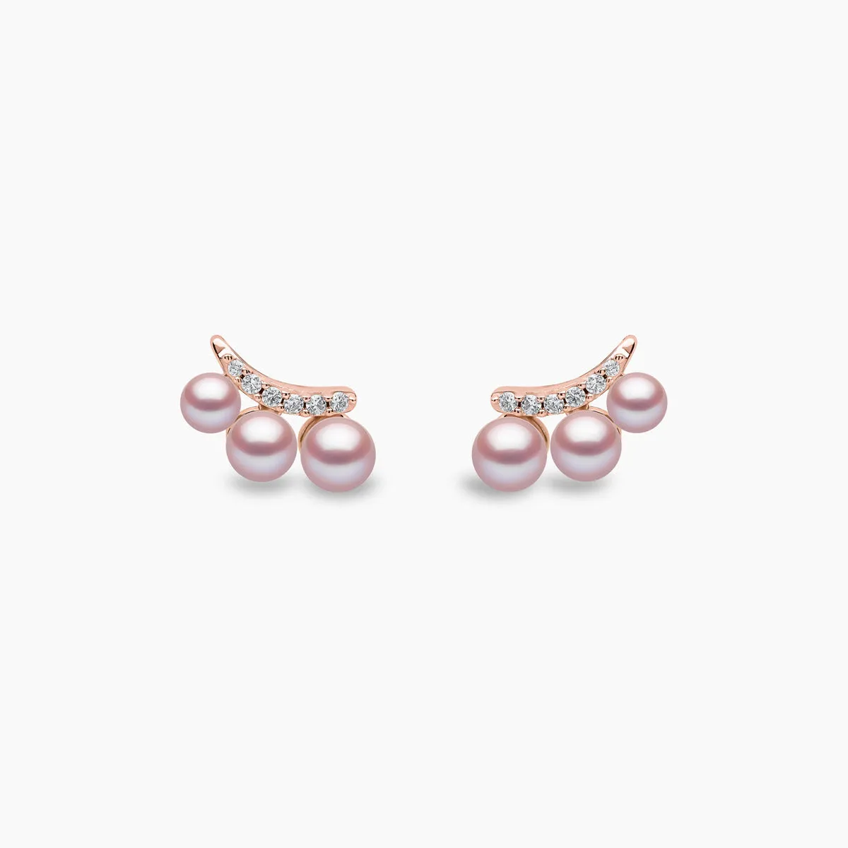 Sleek 18K Gold Pearl and Diamond Mini Stud Earrings