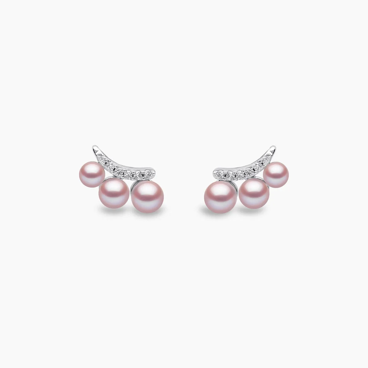 Sleek 18K Gold Pearl and Diamond Mini Stud Earrings