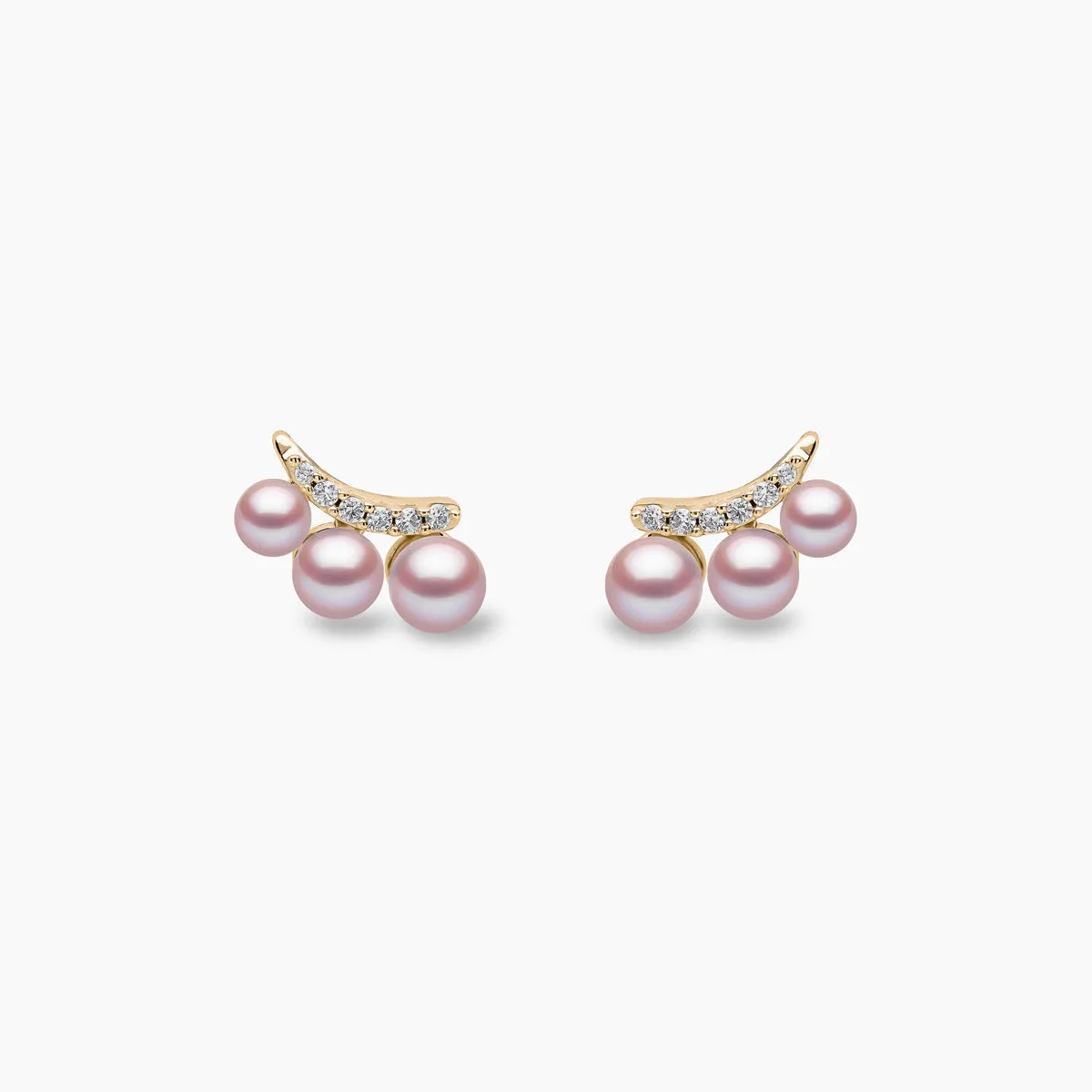 Sleek 18K Gold Pearl and Diamond Mini Stud Earrings