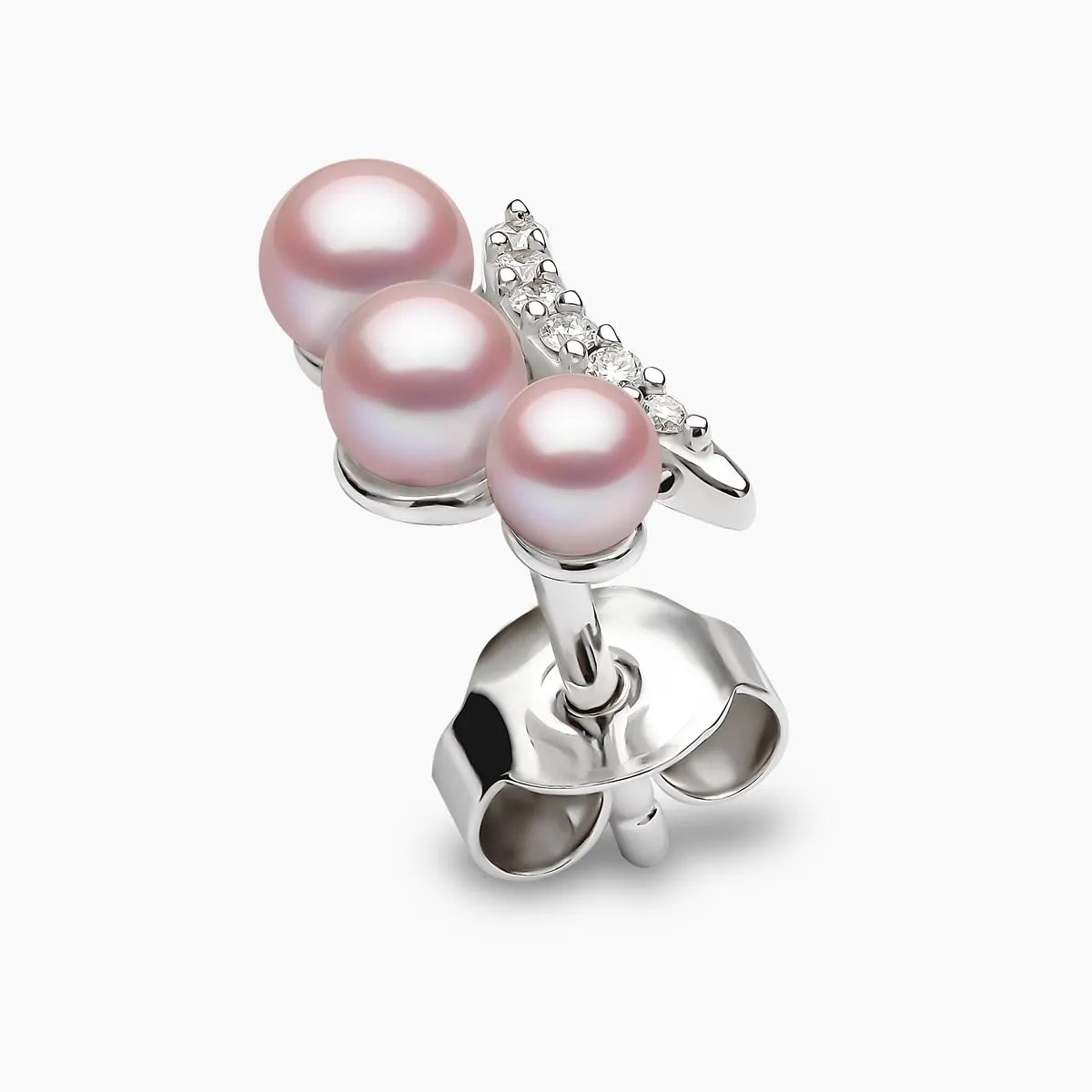 Sleek 18K Gold Pearl and Diamond Mini Stud Earrings