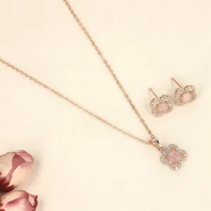 Soft Pink Clover Rose Gold Pendants  Set - SIA437920_E