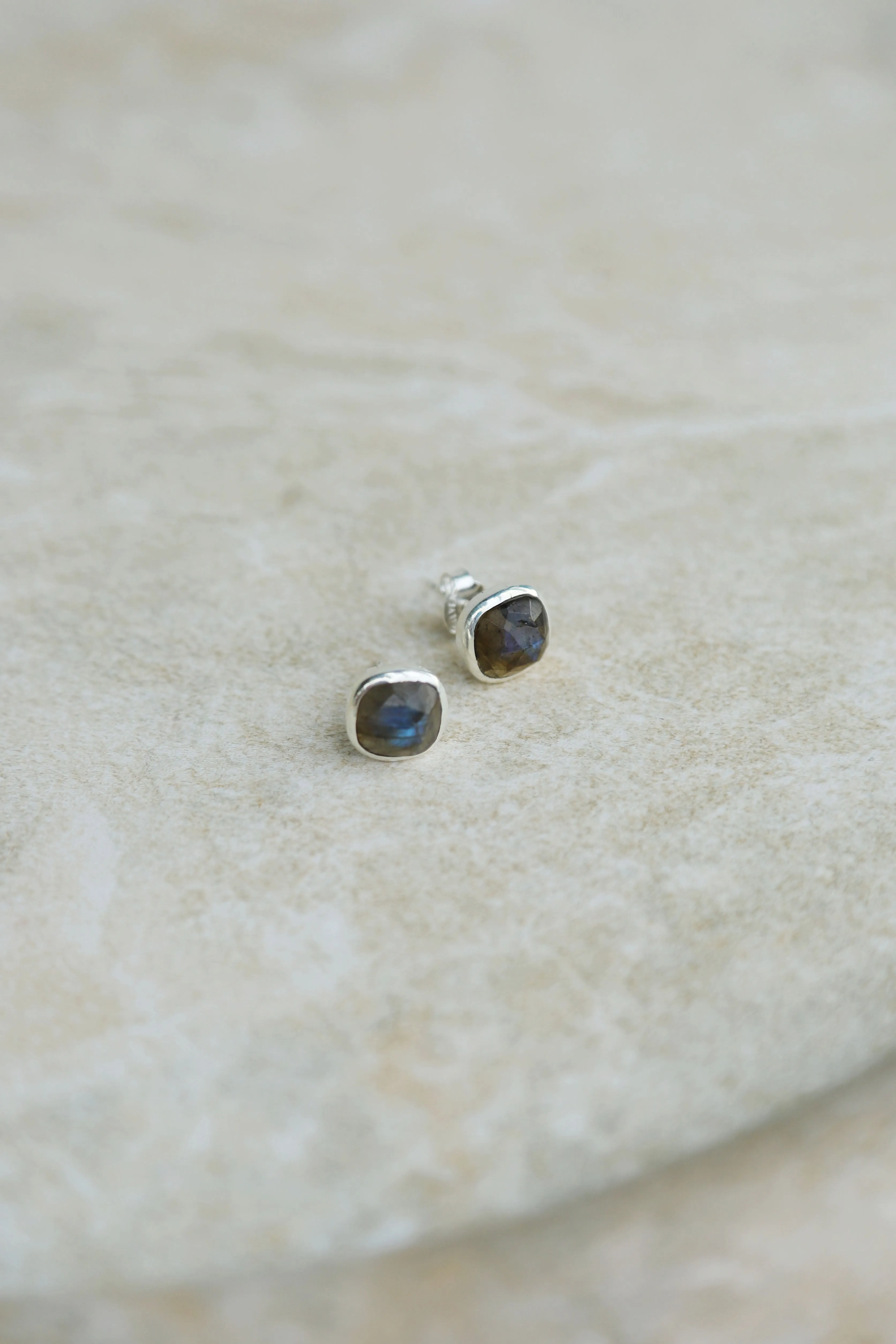 Square Labradorite Studs