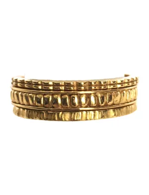 STACK RING PEBBLE HAMMERED GOLD SET