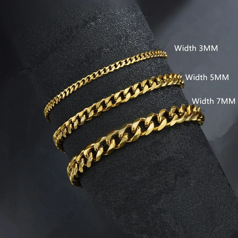 Stainless Steel Six Side Grinding Cuban Bracelet Simple Personality