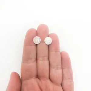 Sterling Gauze Textured Circle Stud Earrings
