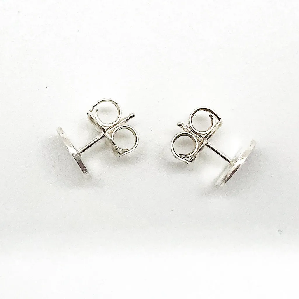 Sterling Gauze Textured Circle Stud Earrings