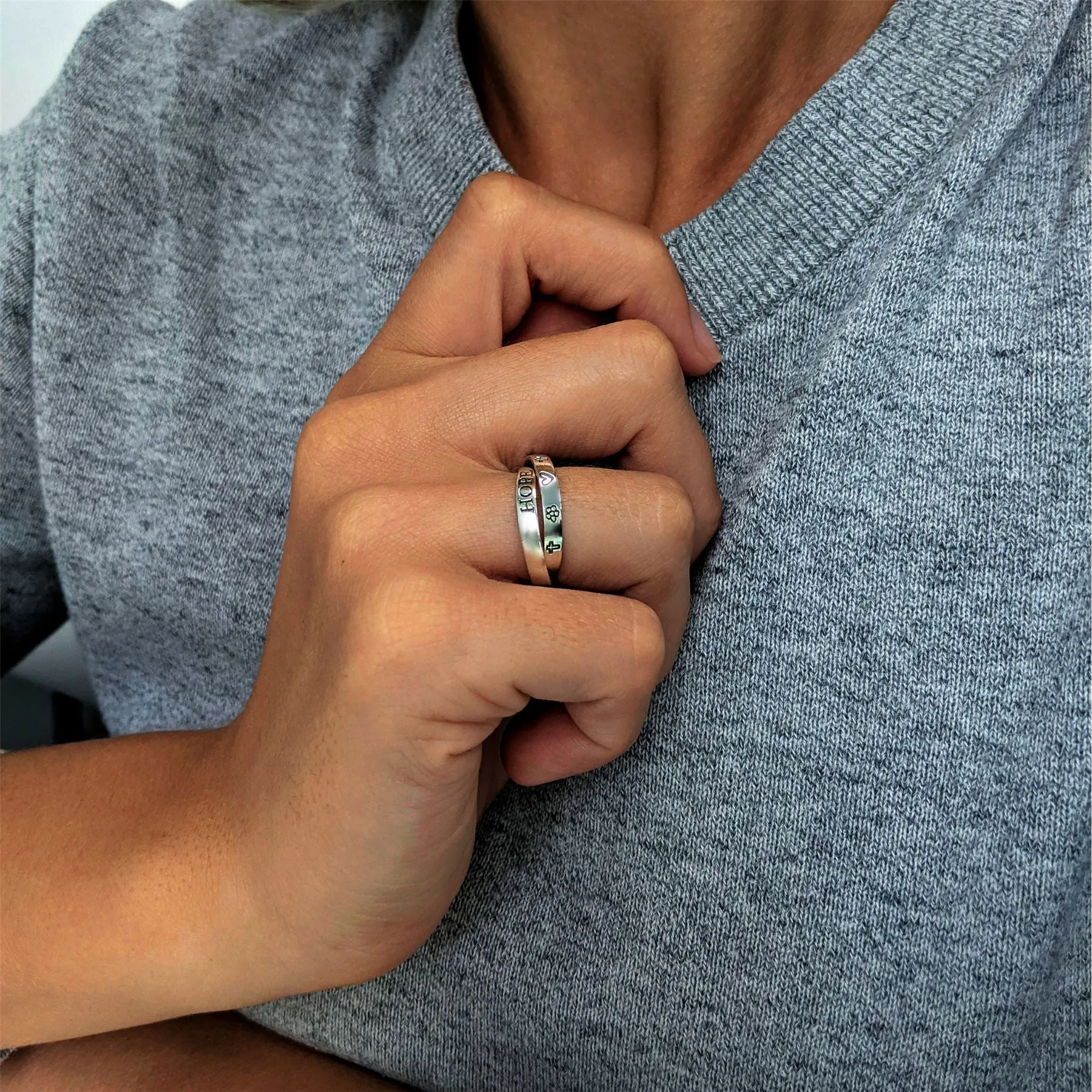 Sterling Silver Russian Wedding Ring "Love Faith Hope" Engraved