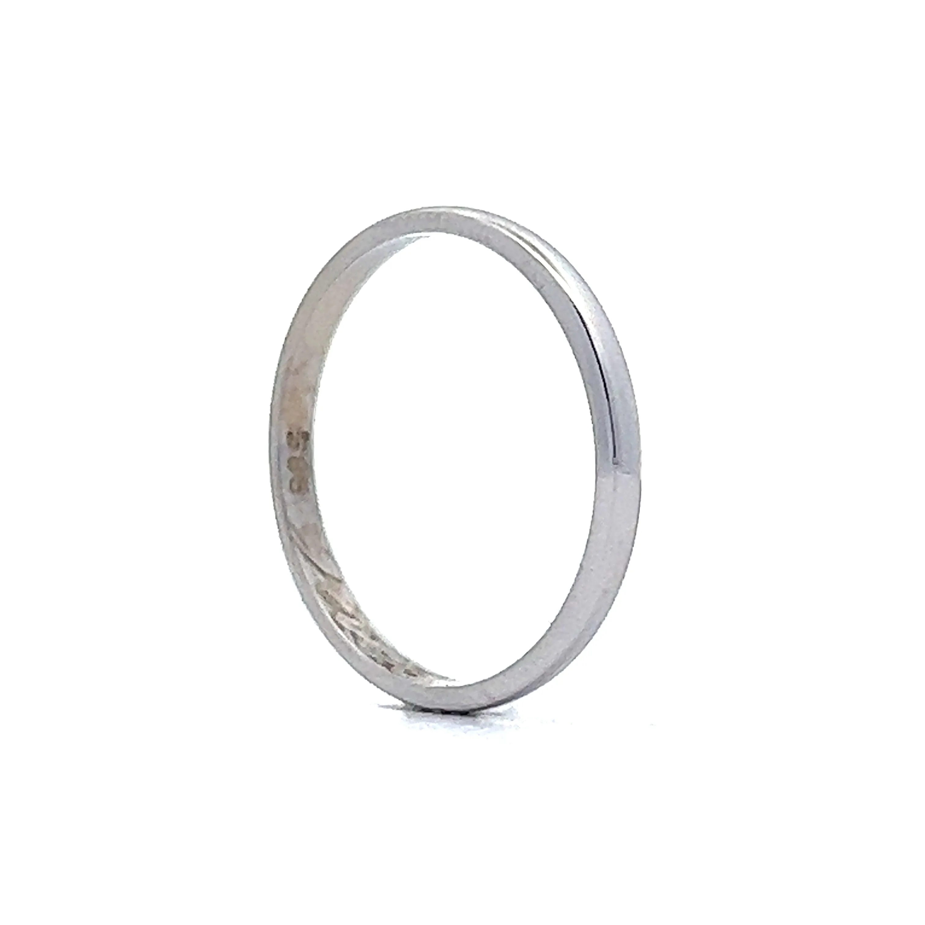 Thin Mid-Century Wedding Band in 14k White Gold