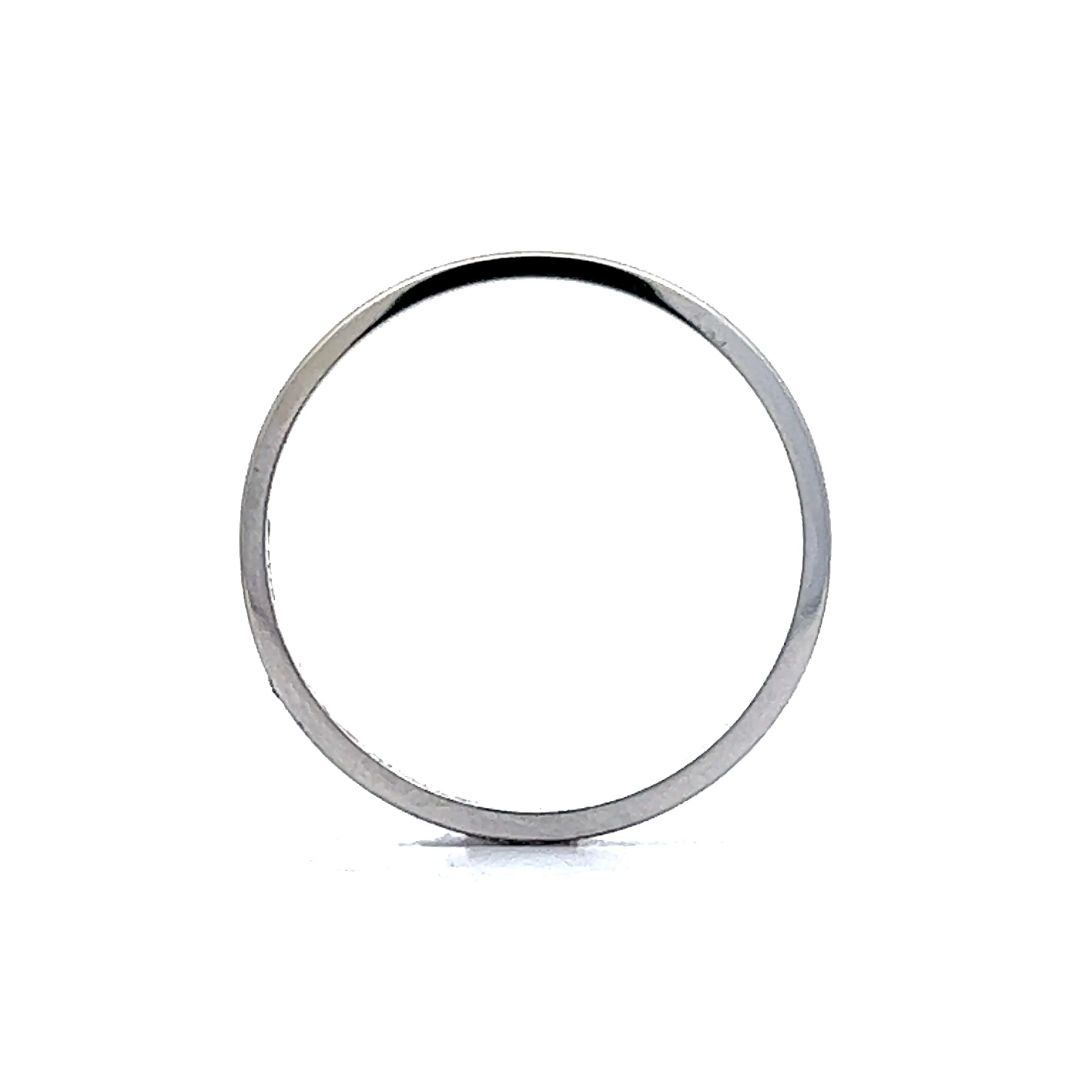 Thin Mid-Century Wedding Band in 14k White Gold