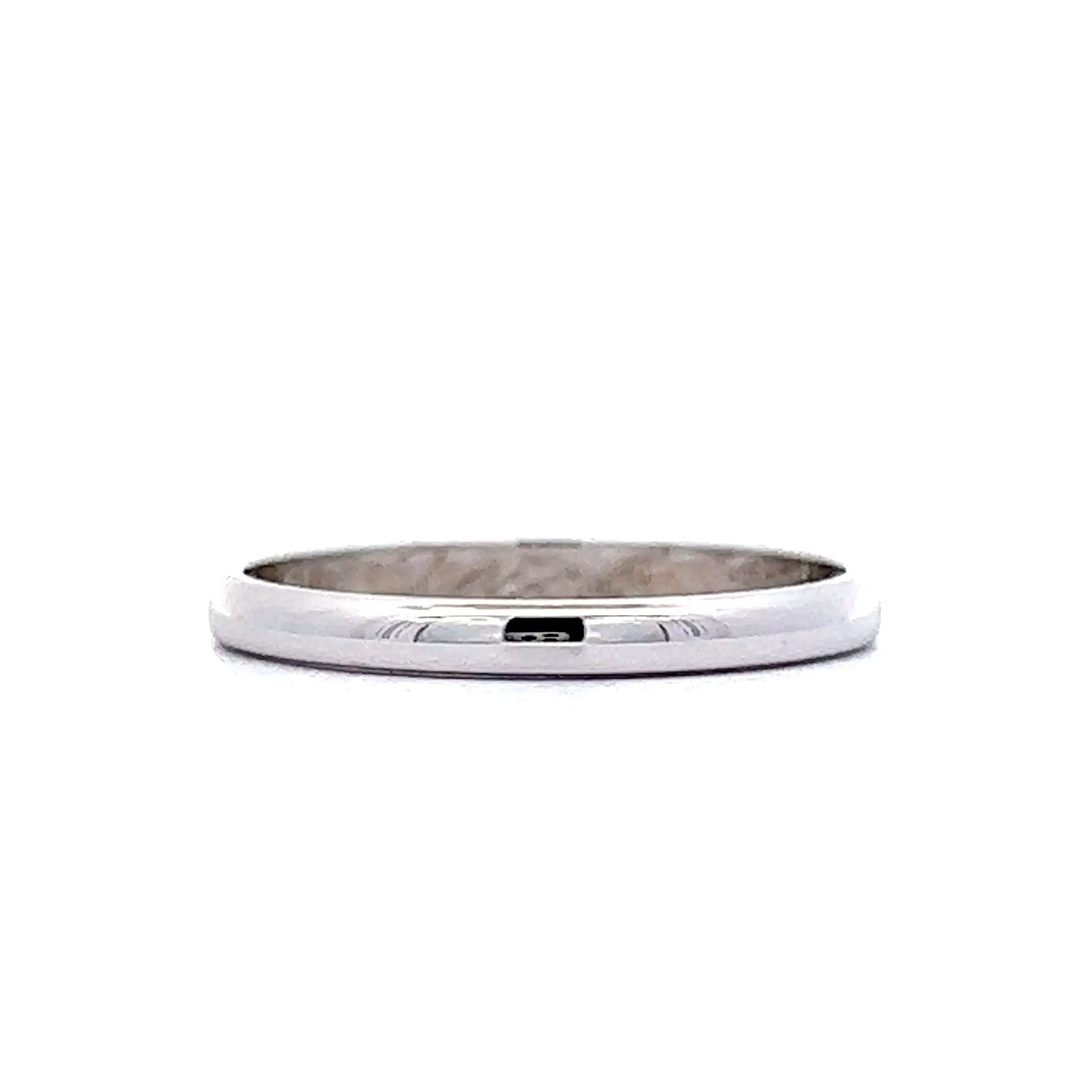 Thin Mid-Century Wedding Band in 14k White Gold