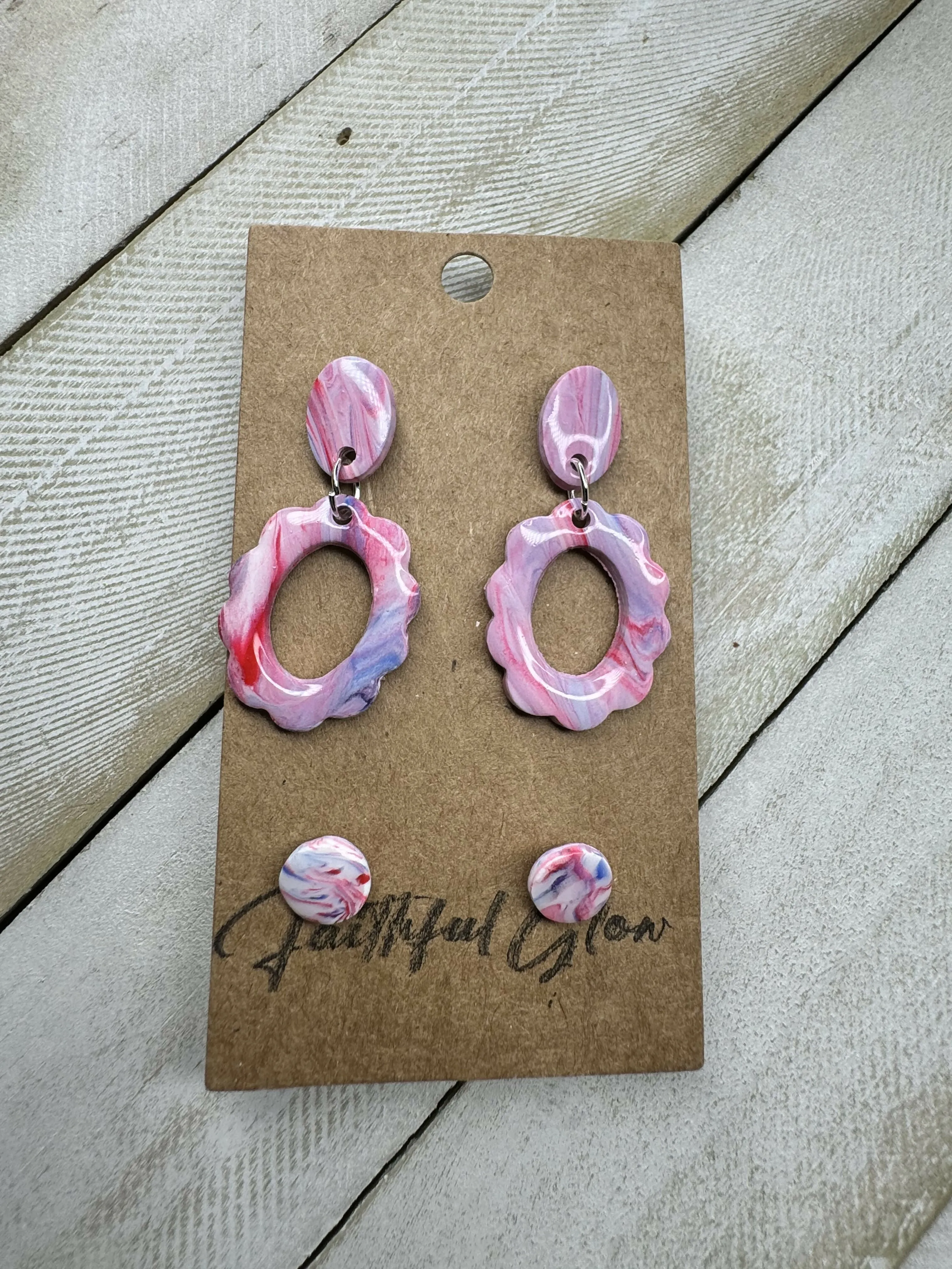 Timid Red Dangle Stud Duo