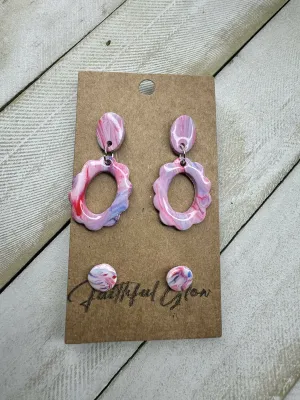 Timid Red Dangle Stud Duo