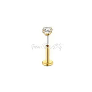 Tiny Gold CZ Flat Back Stud