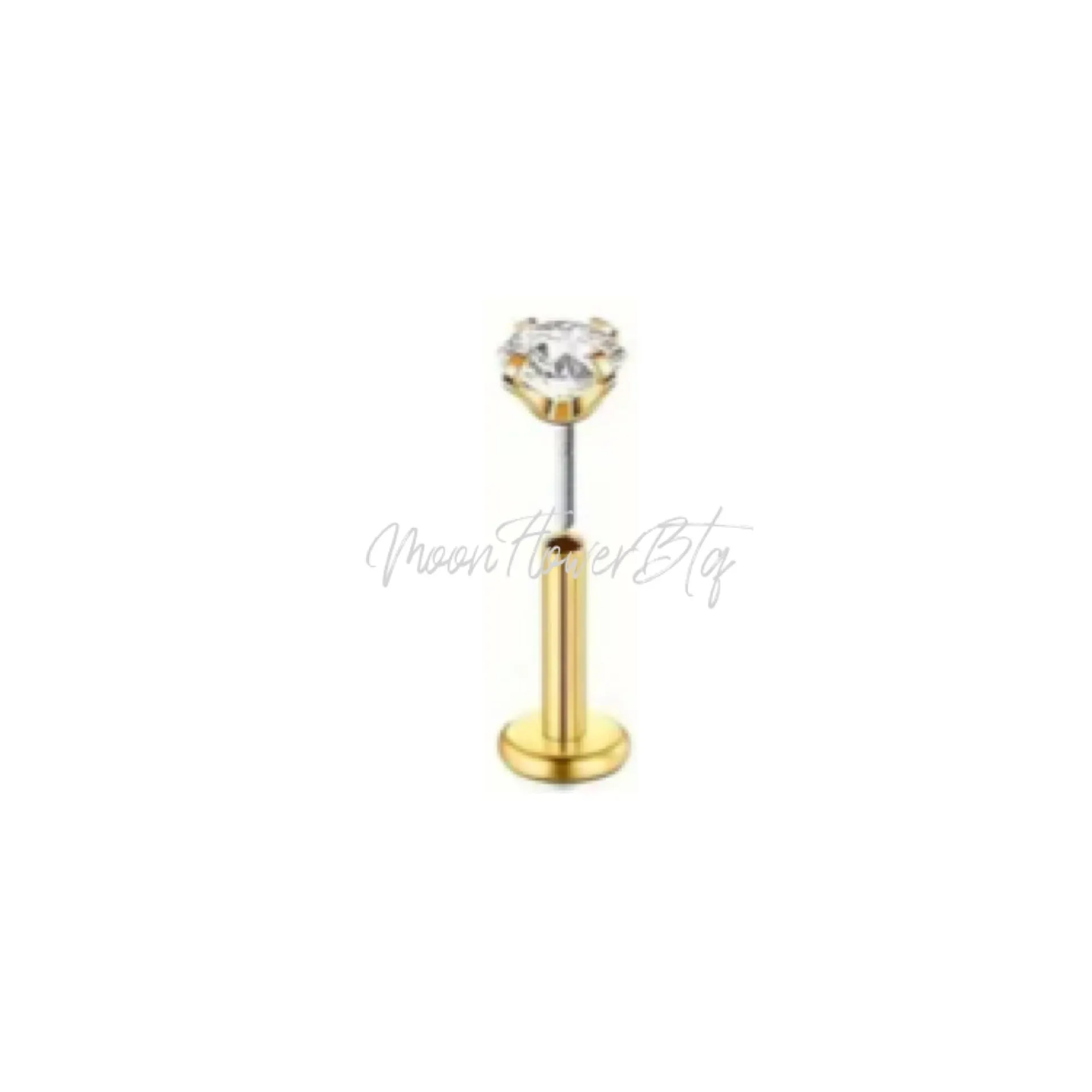 Tiny Gold CZ Flat Back Stud
