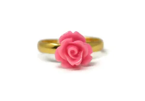 Tiny Petals Stacking Ring ~ Strawberry Pink Rose