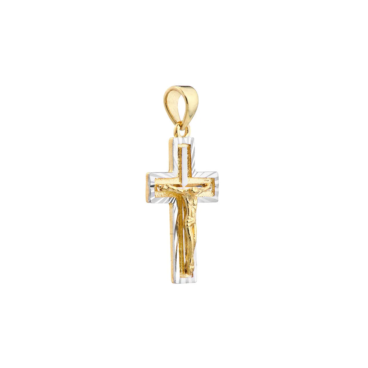 Two-Tone Diamond-Cut Crucifix Pendant
