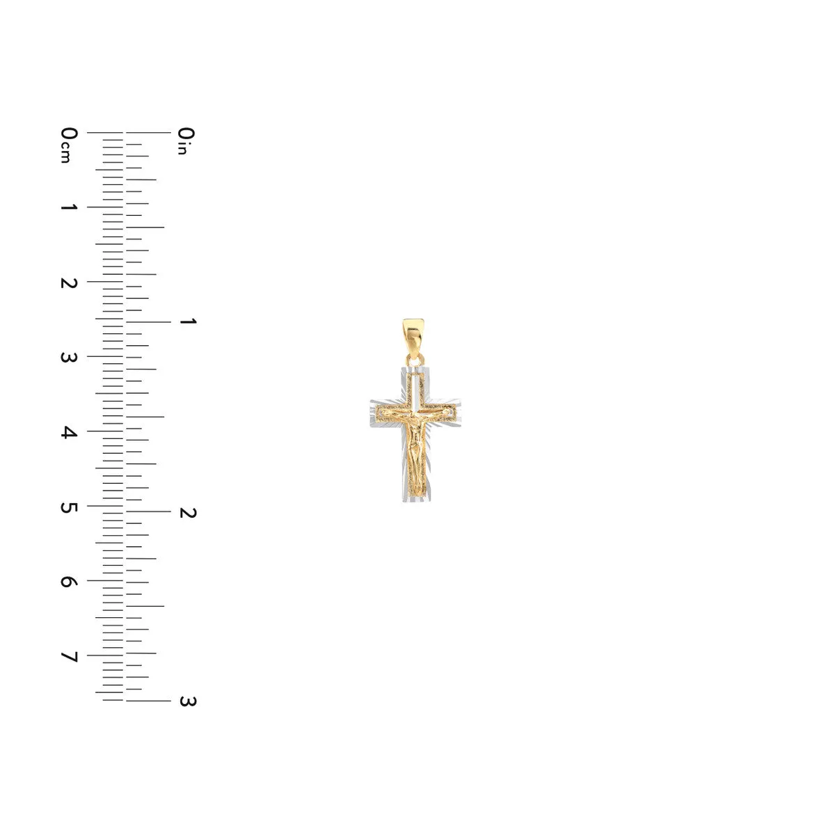 Two-Tone Diamond-Cut Crucifix Pendant
