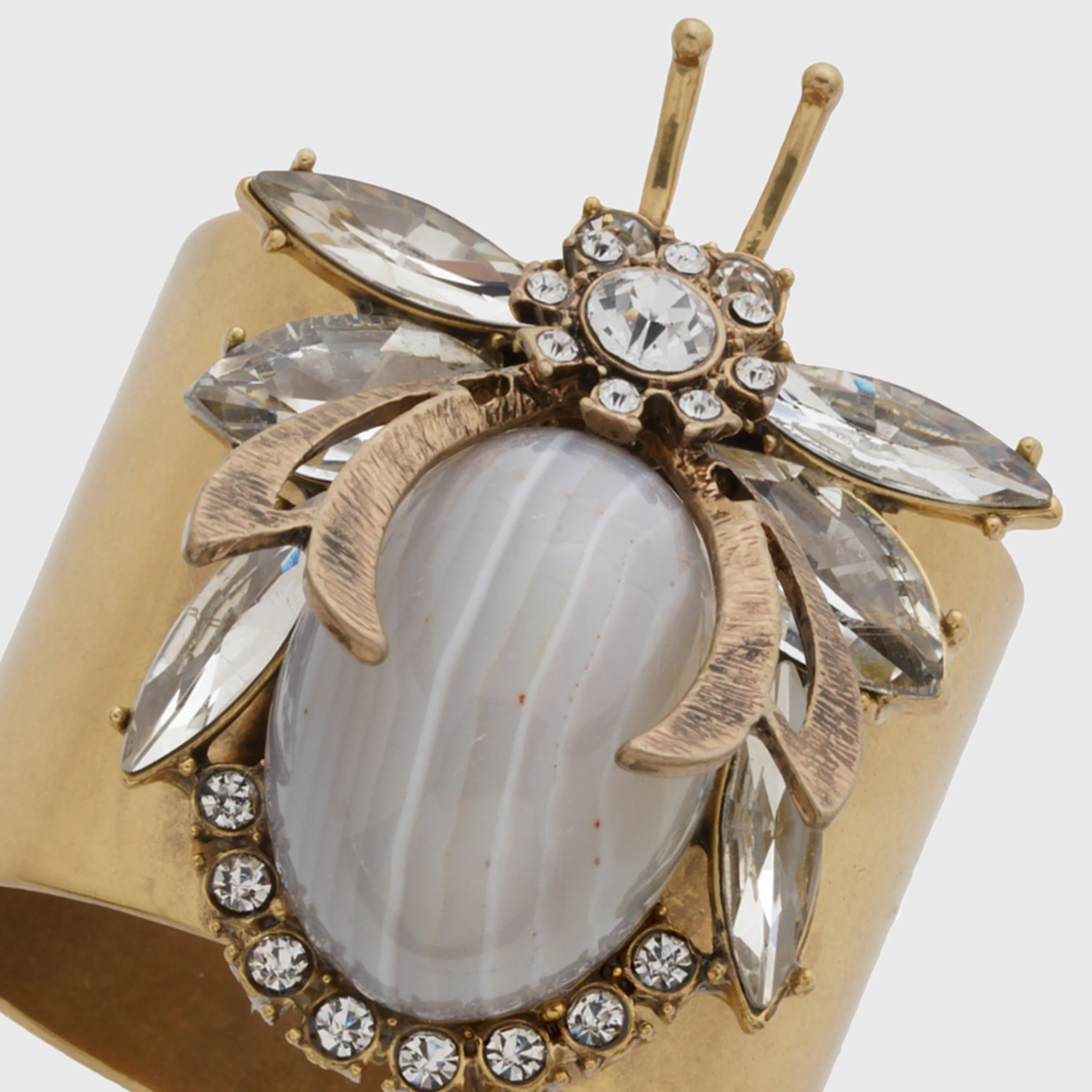 Vintage Bug Napkin Rings, Grey Agate, Set of Two