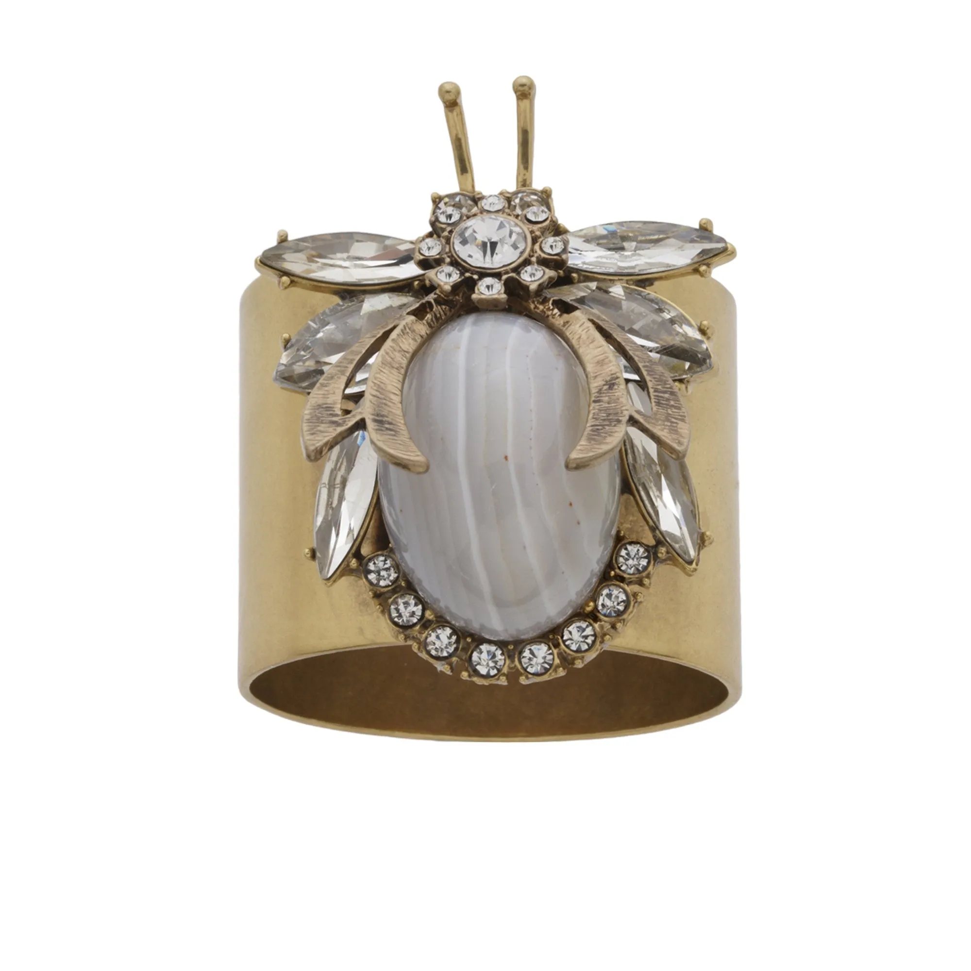 Vintage Bug Napkin Rings, Grey Agate, Set of Two