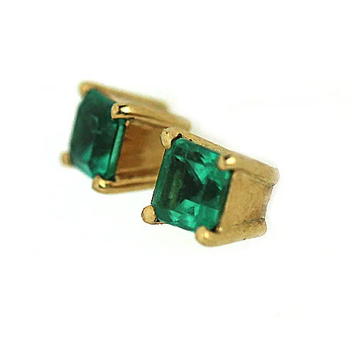 Vintage Square Cut Emerald Earrings