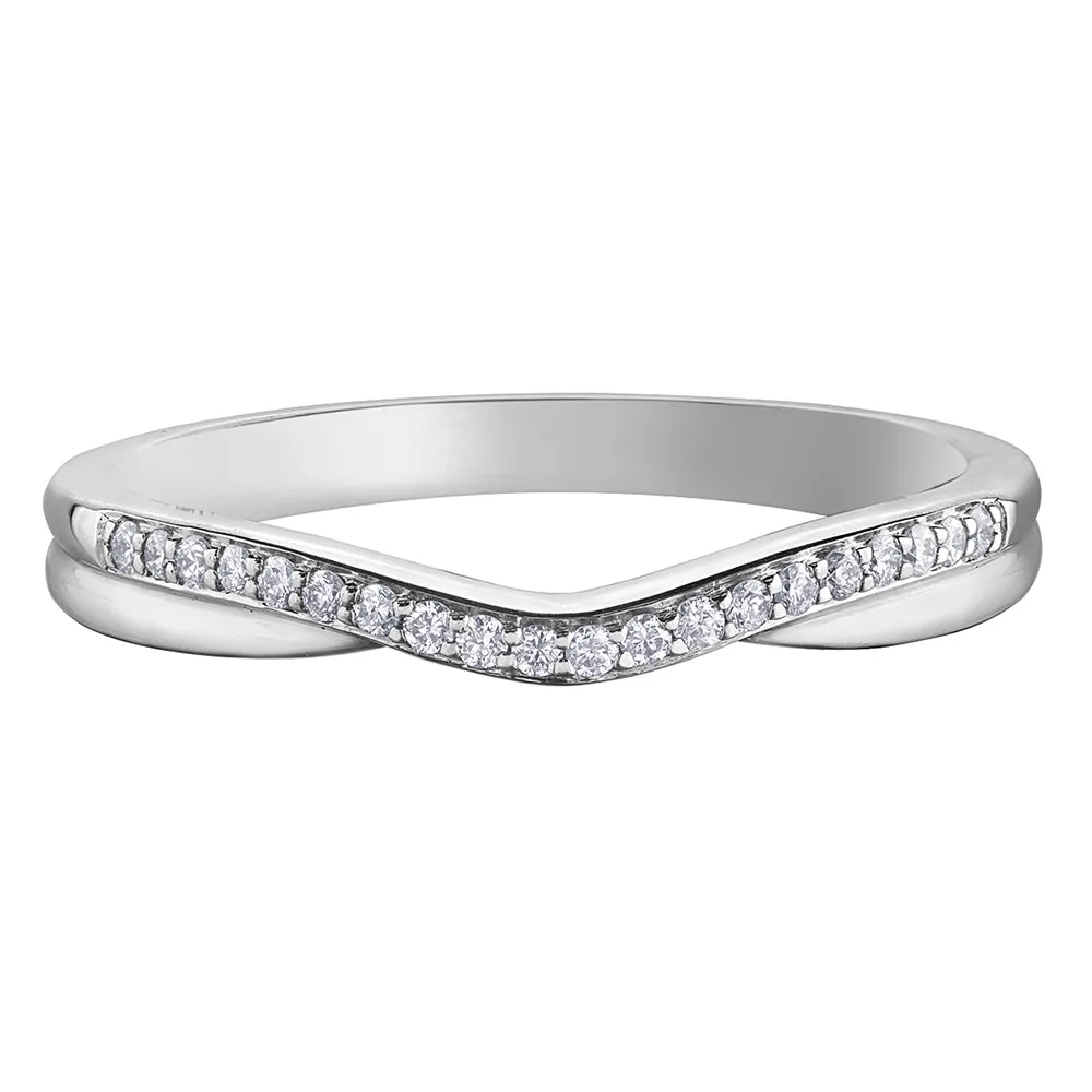 White Gold and Diamond Contour Band
