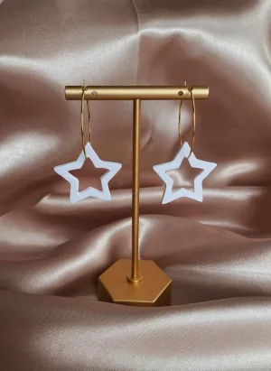 White Star Hoop Earrings