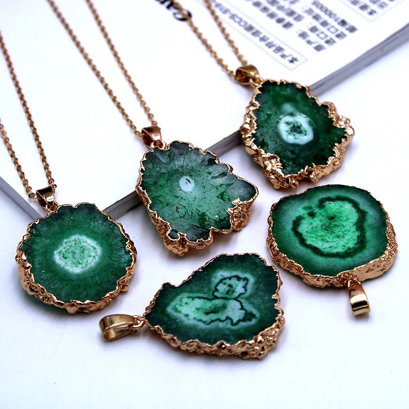 Wholesale 10PCS Sun Flower Pendant Natural Agate Stone Necklace
